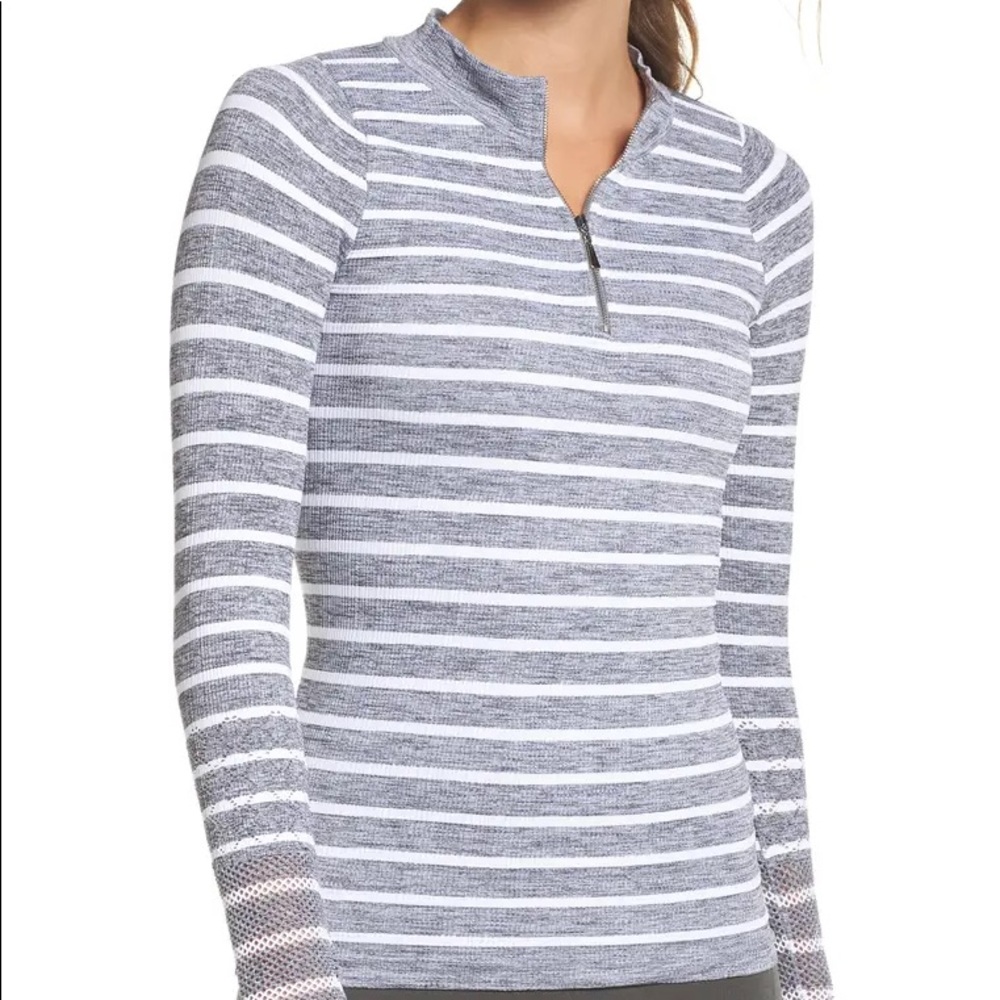 Free people movement striped slay quarter zip top